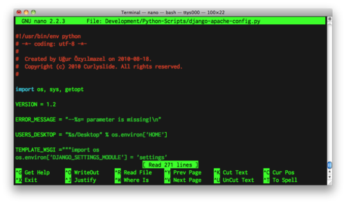 Ekran görüntüsü: Unix tool: Nano