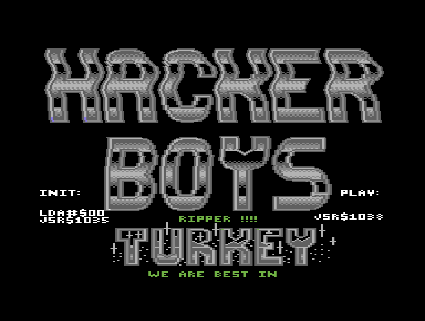 C64 screenshot: the hacker boys music player