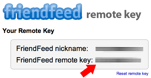 Ekran görüntüsü, FriendFeed Remote Key