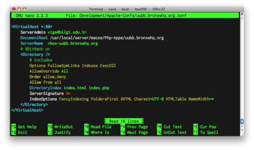 Ekran görüntüsü: Unix tool: Nano